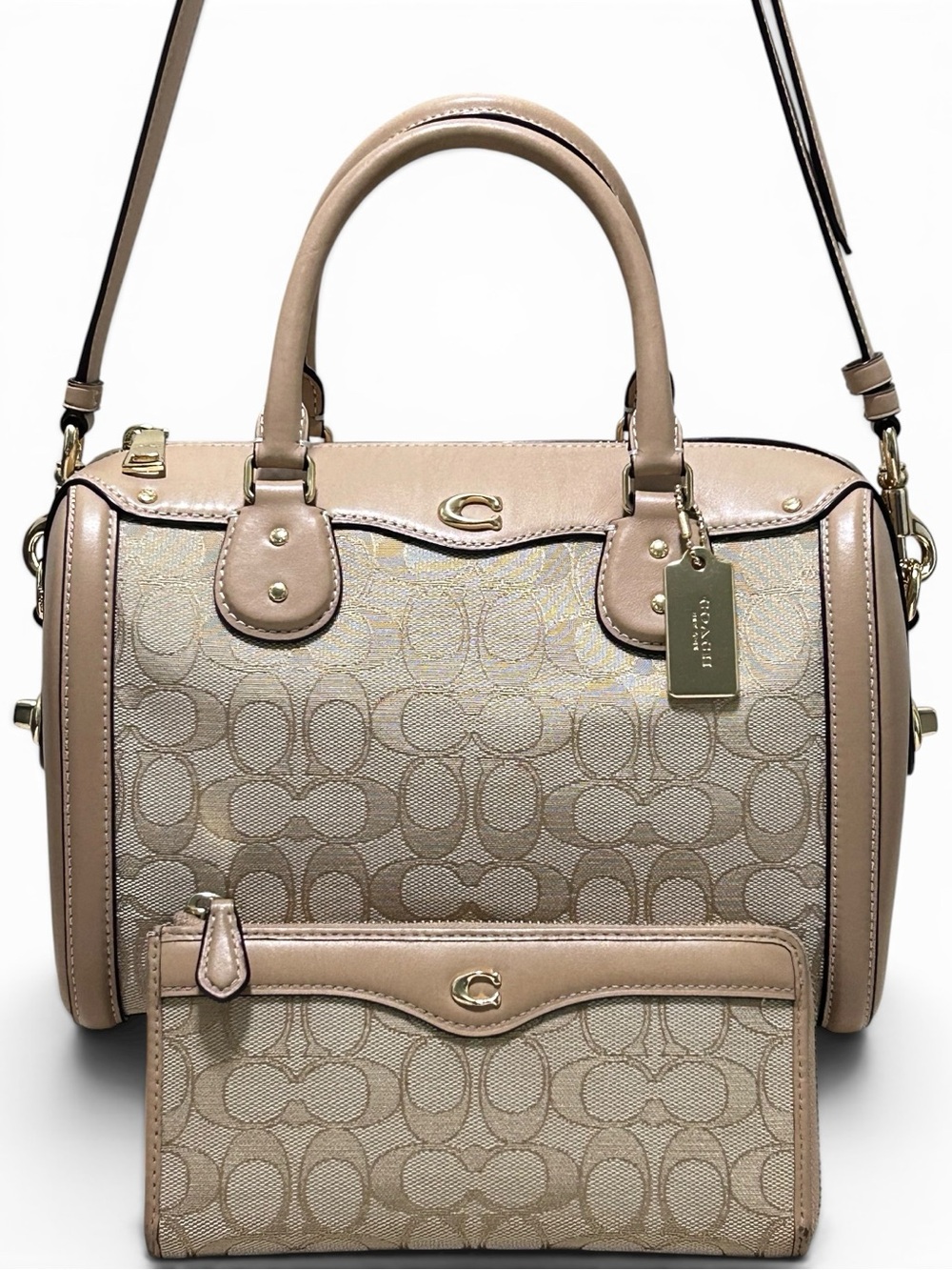 COACH Elevated Leather Ivie Bennett Satchel/Crossbody w/Matching Wallet - Picture 2 of 16